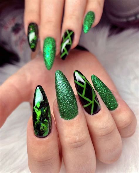 Green Nail Inspiration in 2021 | Green nail designs, Green acrylic ...