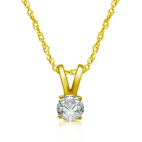 Brilliance Fine Jewelry - 14Kt Yellow Gold 1/2 Carat Diamond Solitaire Pendant Necklace ...