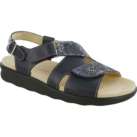 SAS - Women's SAS Huggy Adjustable Strap Sandal Navy/Multisnake Leather 10 M - Walmart.com ...