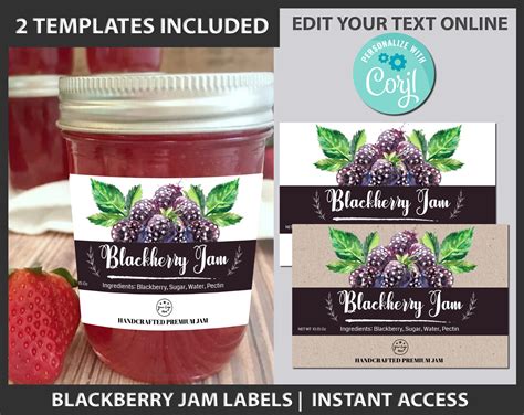 Custom Blackberry Jam Labels Watercolor Blackberry Canning | Etsy