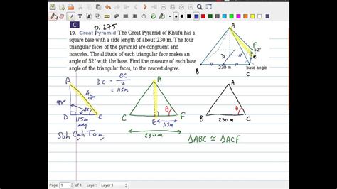 MCR3U - Trigonometry - 3-D Problem - Base Angle of Pyramid - YouTube