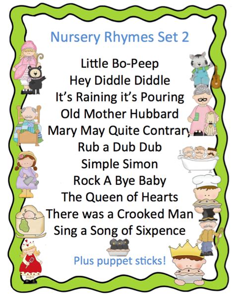 Nursery Rhymes For Kindergarten Printables