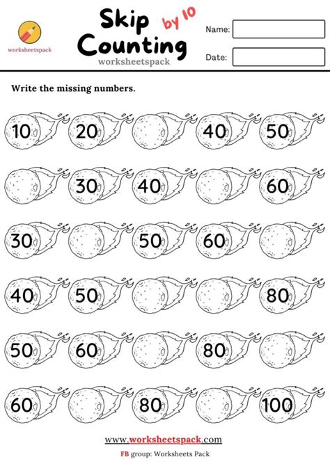 Count by 10s worksheet - worksheetspack