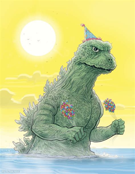 GODZILLA Birthday Card | Etsy