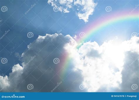 Blue Sky Cloud with Rainbow Stock Photo - Image of natural, cloudscape: 94167078