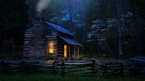 RELAXING SOUNDS OF RAIN AND NATURE IN THE WOODS, COZY CABIN - YouTube