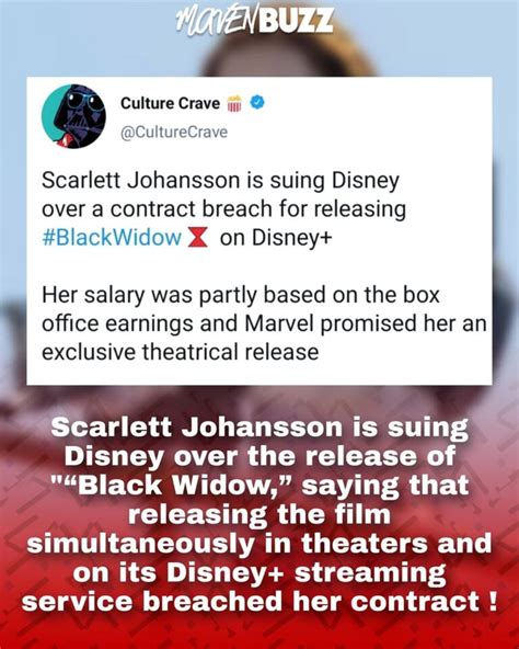 Scarlett Johansson sues Disney Over Contract Breach - Maven Buzz