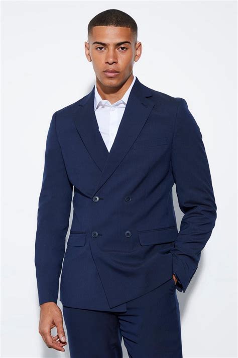 Slim Double Breasted Suit Jacket | boohoo