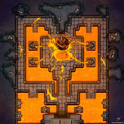 Fire Dragon Temple - D&D Map for Roll20 And Tabletop - Dice Grimorium