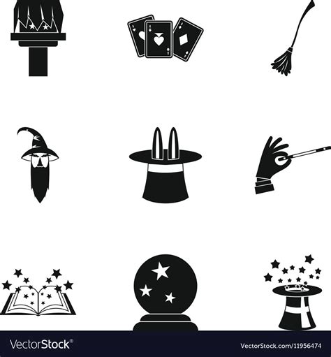 Sorcery icons set simple style Royalty Free Vector Image