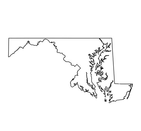 Free Maryland Outline Map | Blank Map Of Maryland In 2023