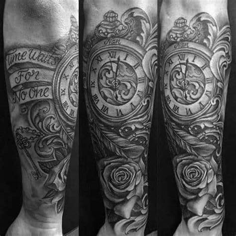 40 Time Waits For No Man Tattoo Designs For Men – Quote Ink Ideas