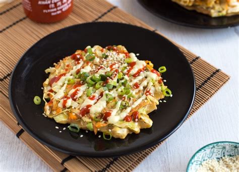 Vegetarian okonomiyaki (Japanese cabbage pancakes) - Easy Cheesy Vegetarian