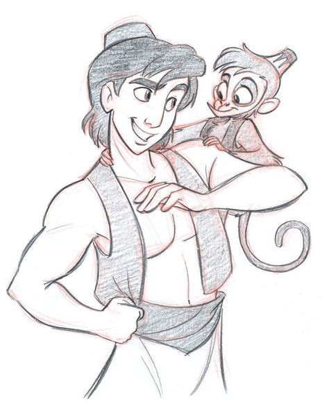 Aladdin and Abu sketch by tombancroft | Disney character sketches ...