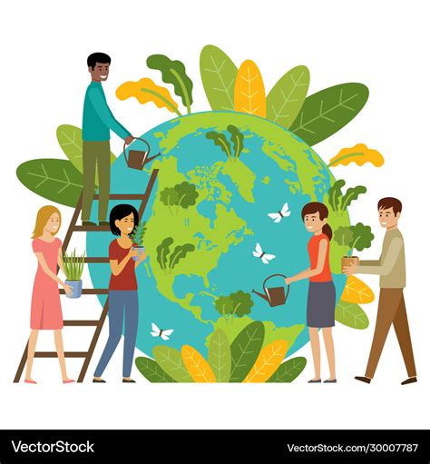 Ecology concept people take care about planet Vector Image