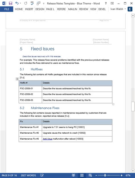 Release Notes Templates – Templates, Forms, Checklists for MS Office and Apple iWork