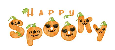 Premium Vector | Happy spooky halloween pumpkin alphabet letter cute spooky watercolor ...