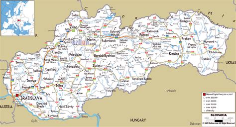 Large road map of Slovakia with cities and airports | Slovakia | Europe | Mapsland | Maps of the ...