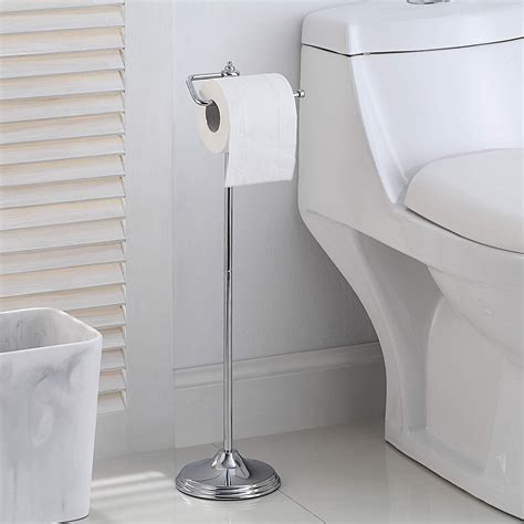 SunnyPoint Bathroom Free Standing Toilet Tissue Paper Roll Holder Stand, Chrome Finish - Walmart.com