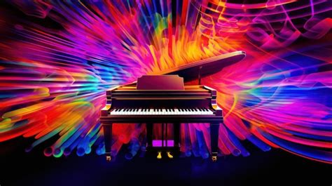 Premium AI Image | Piano sound waves psychedelic colors