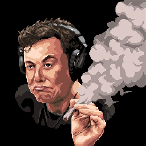 ArtStation - Pixelated smoked Elon Musk by hand