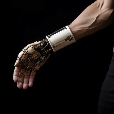 Premium Photo | Bionic prosthesis a robotic bionic arm connected to a human arm Modern ...