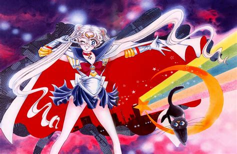 Sailor Moon with Luna: early concept of Moon's costume; from Bishoujo Senshi Sailor Moon ...