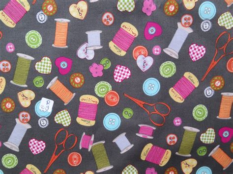 Sewing theme fabric Retro sewing notions fabric Quilting