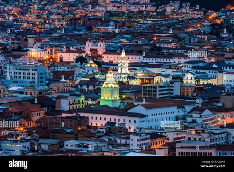 Quito Ecuador at night, view of colonial city or old city Stock Photo - Alamy