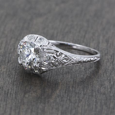 Gorgeous 1920s Vintage Platinum and .83ct Old Euro Cut Diamond Engagement Ring