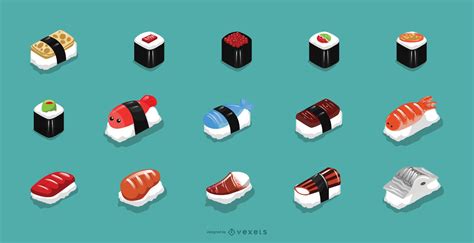 Sushi Icons Collection Vector Download