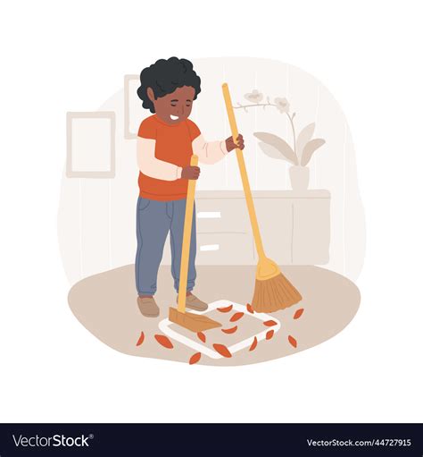 Sweeping floor isolated cartoon Royalty Free Vector Image