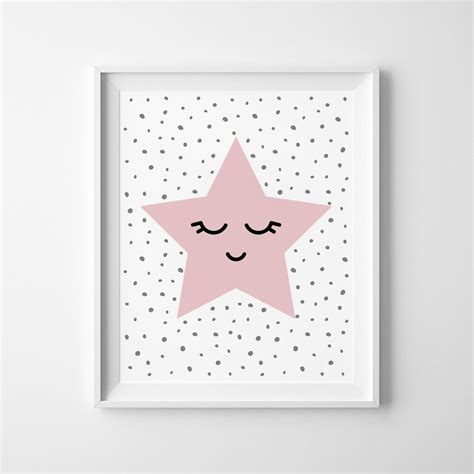 Pink nursery decor Little star Star poster Nursery wall | Etsy