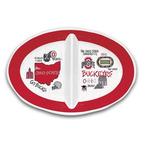 Magnolia Lane Ohio State 16.5 in. Assorted Colors 2 Section Melamine ...