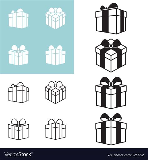 Present box icon in various styles Royalty Free Vector Image