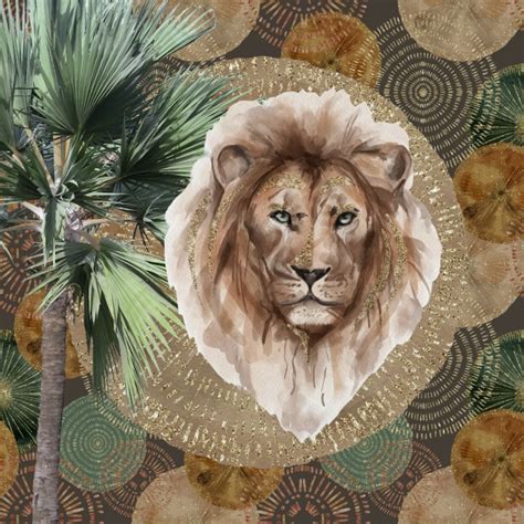 Tropical Ethnic Lion Digital Art Free Stock Photo - Public Domain Pictures