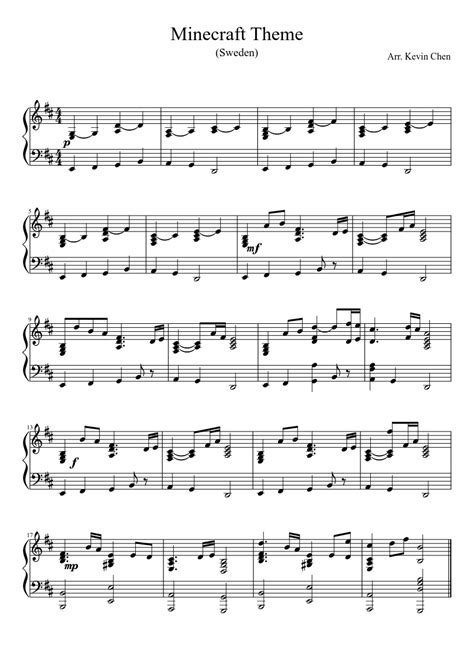 Minecraft Piano Sheet Music