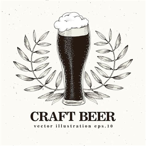 Craft beer vector illustration in vintage style. | Premium Vector