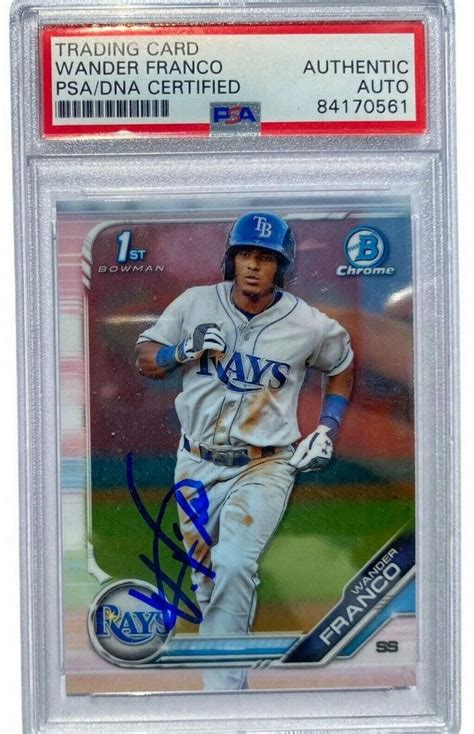 WANDER FRANCO SIGNED 2019 BOWMAN 1ST CHROME ROOKIE CARD RAYS AUTO PSA/DNA ! | Autographia