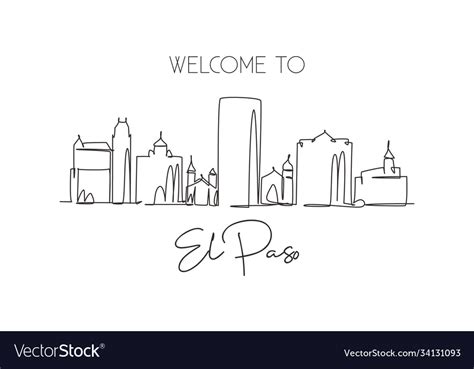 One single line drawing el paso city skyline Vector Image