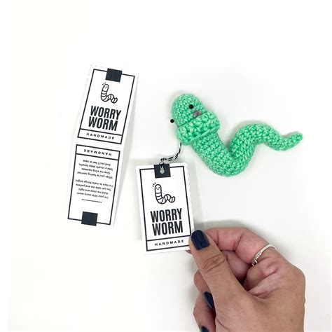 PRINTABLE Worry Worm Cards Hang Tags - Digital PDF - Backing display inserts, gift tags ...