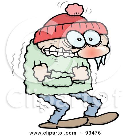 Royalty-Free (RF) Clipart Illustration of a Shivering Winter Toon Guy Hugging Himself To Keep ...