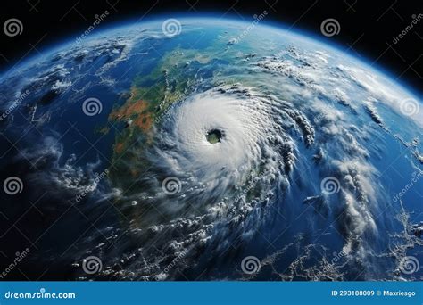 Space View of a Storm and the Eye of the Hurricane Stock Illustration ...