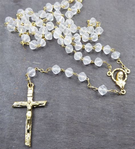 Clear matte glass rosary beads in crystal colour - 6mm