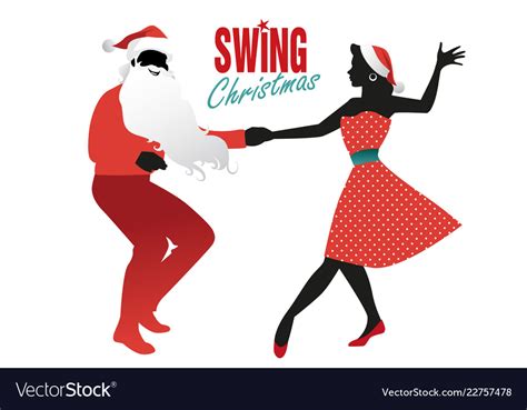 Christmas couple dancing swing rock or lindy hop Vector Image