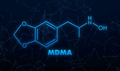 Methylenedioxymethamphetamine, MDMA chemical ecstasy molecule. Vector ...