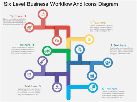 sl Six Level Business Workflow And Icons Diagram Flat Powerpoint Design ...