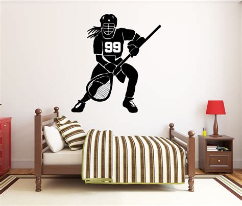 Lacrosse Wall Decal Lacrosse Wall Decor Custom Name Lacrosse Player ...