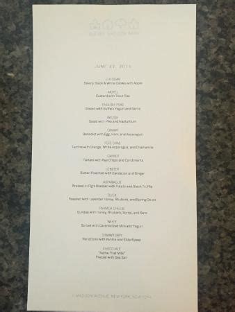 Menu, served at last - Picture of Eleven Madison Park, New York City - TripAdvisor