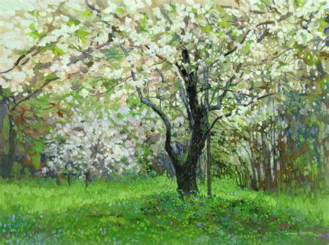 Simon Kozhin - Apple blossom. Kolomenskoyoe gardens. Landscape oil ...